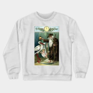 Victorian New Year - Father Time and Baby New Year Greetings Crewneck Sweatshirt